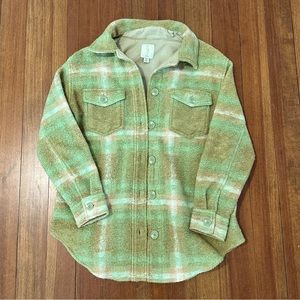 Joie taupe and mint Shacket